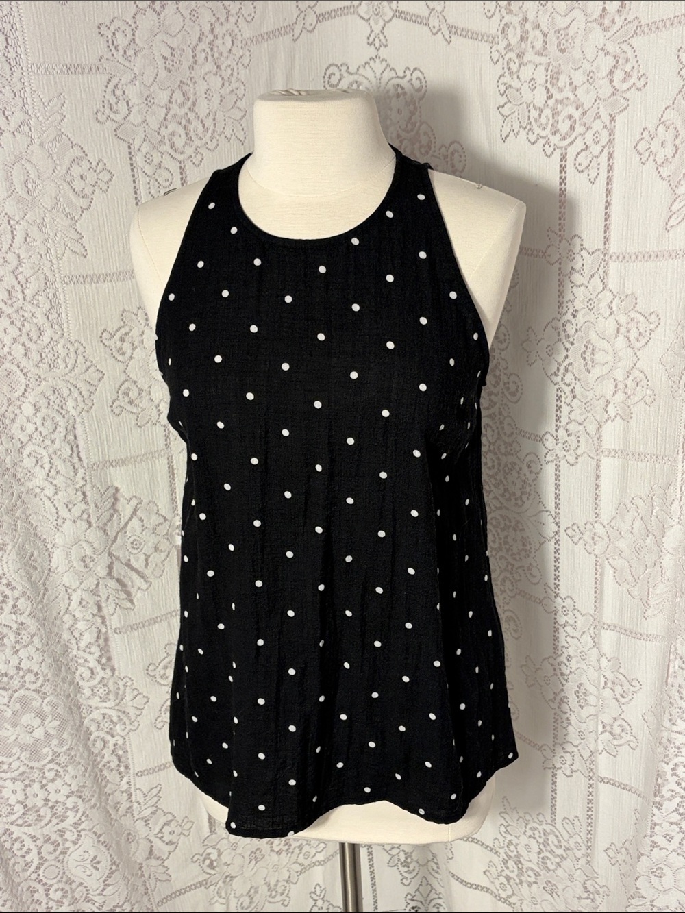 Everly Black Polka Dot Racerback Tank Top